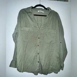 Zara Flowy Button Down Blouse